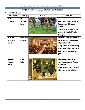 Bài tập Tiếng Anh Khối 7 - Unit 9 Festivals around the world